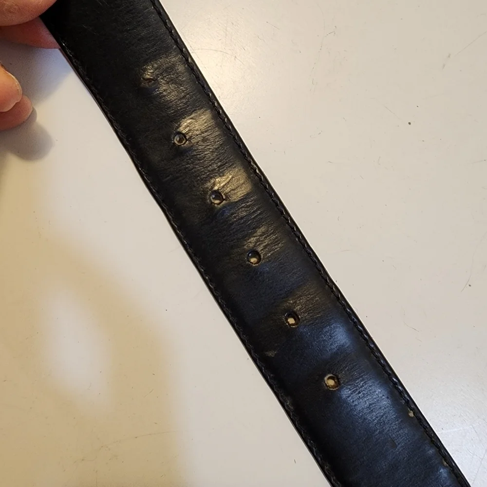 FOSSIL Black Leather Belt with Silver Buckle Size M